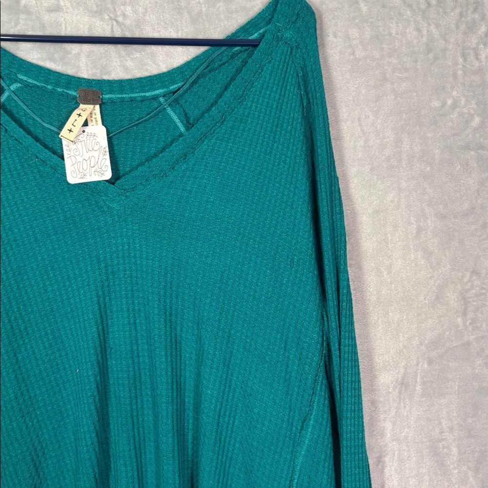 Free People Teal V-Neck Long Sleeve Tunic - Picture 5 of 12